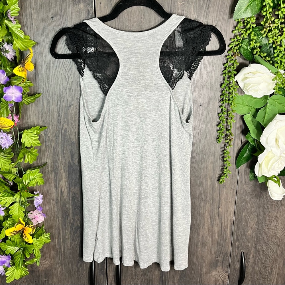 🌼3/$30🌼B'Leev Cap Lace Sleeved Flowy Grey Top Size Medium - Picture 13 of 15